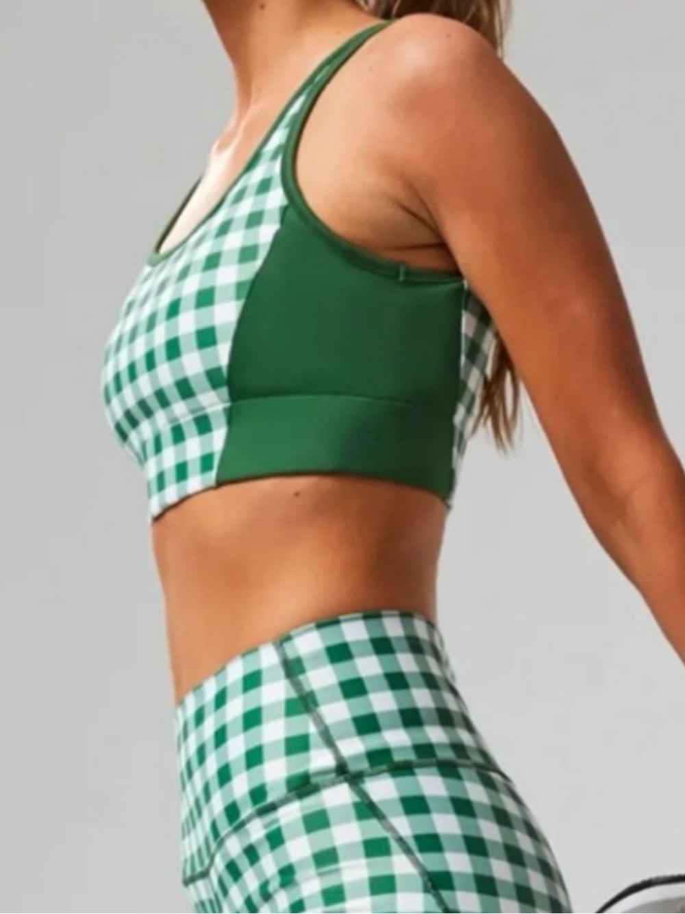 Tuckernuck Tnuck Green Gingham Trellis Sports Bra Sz S